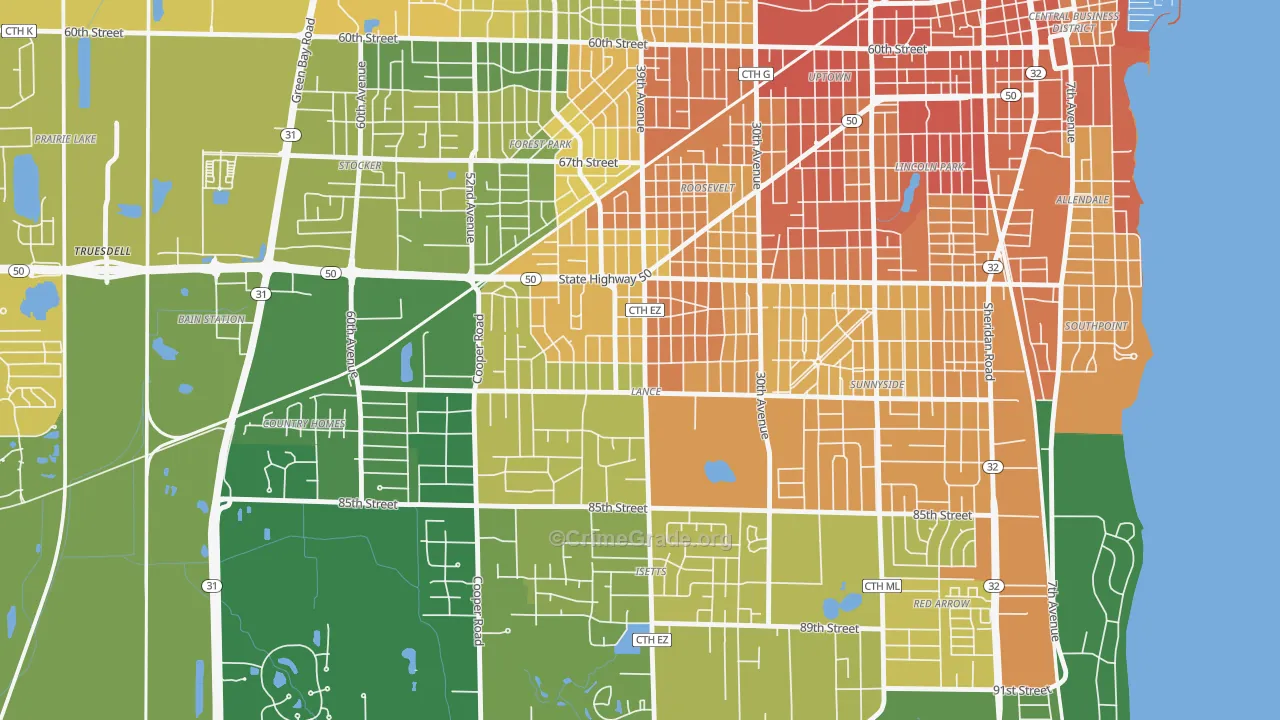 Lance, Kenosha, WI Map of Murder Rates