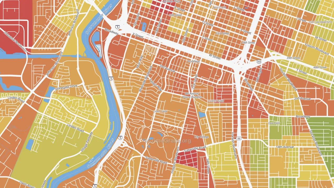Land Park, Sacramento, CA Map of Murder Rates
