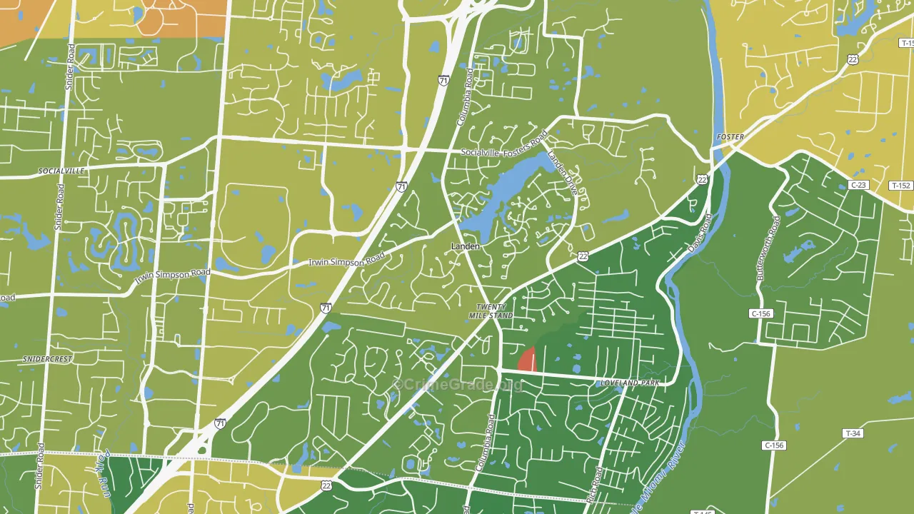 Landen, OH Map of Murder Rates