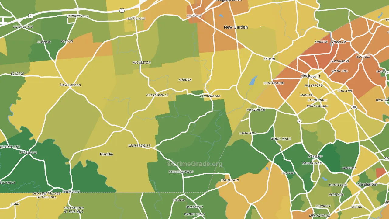 Landenberg, PA Map of Murder Rates