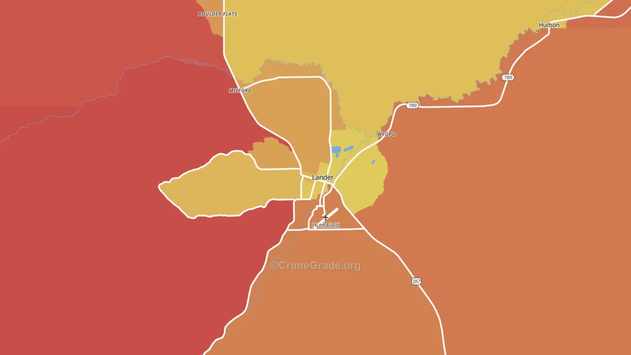 Lander, WY Map of Murder Rates