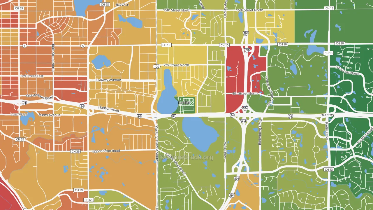 Landfall, MN Map of Murder Rates