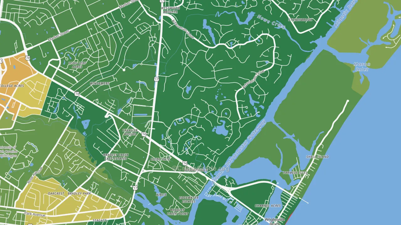 Landfall, Wilmington, NC Map of Murder Rates
