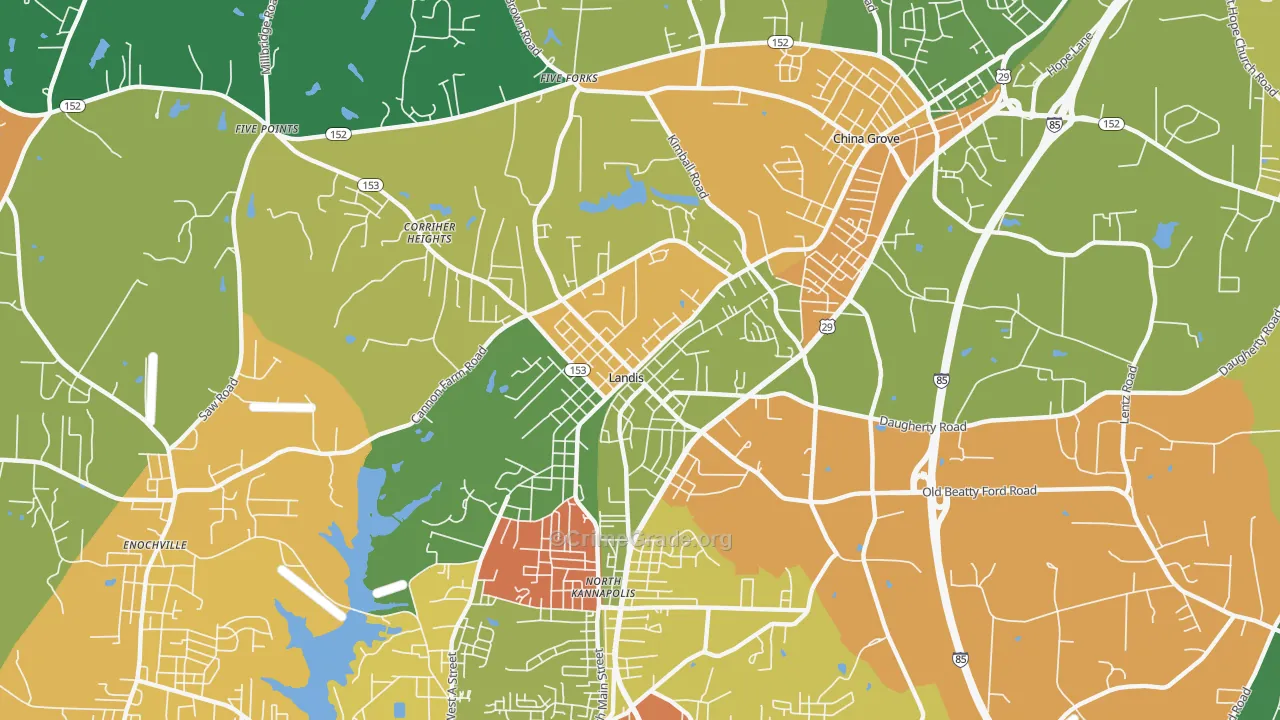 Landis, NC Map of Murder Rates