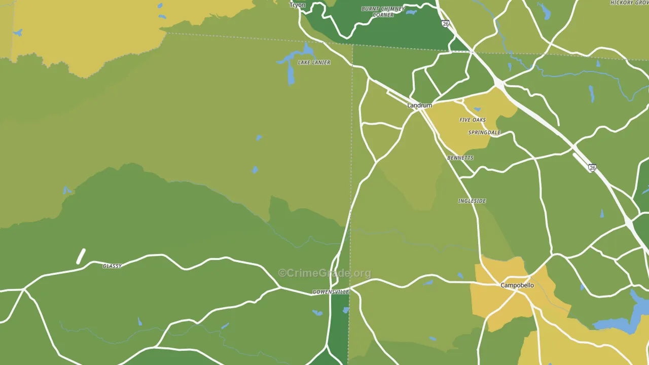 Landrum, SC Map of Murder Rates