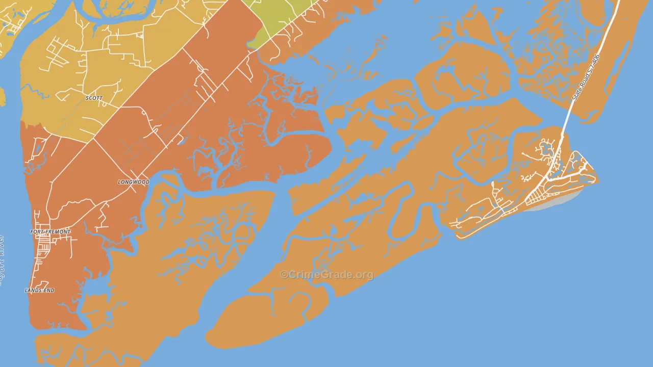 Lands End, SC Map of Murder Rates