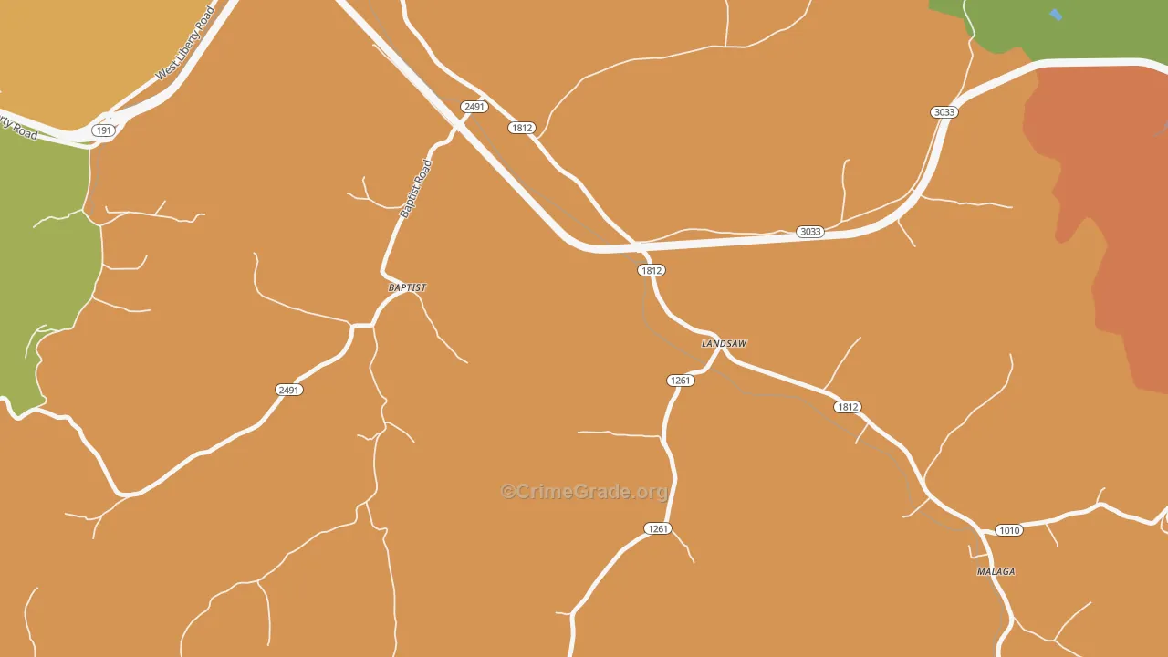 Landsaw, KY Map of Murder Rates