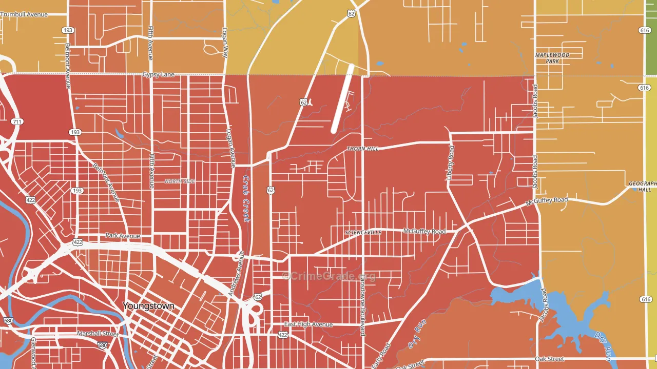 Landsdowne, Youngstown, OH Map of Murder Rates