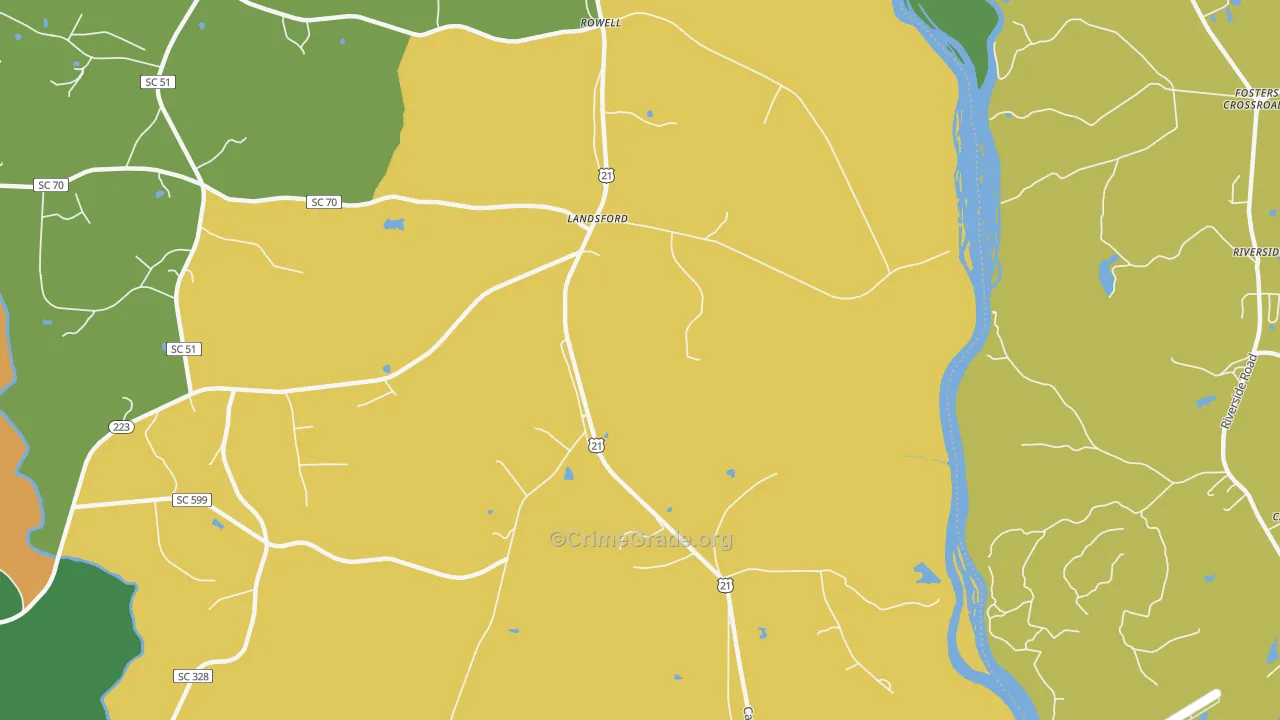 Landsford, SC Map of Murder Rates