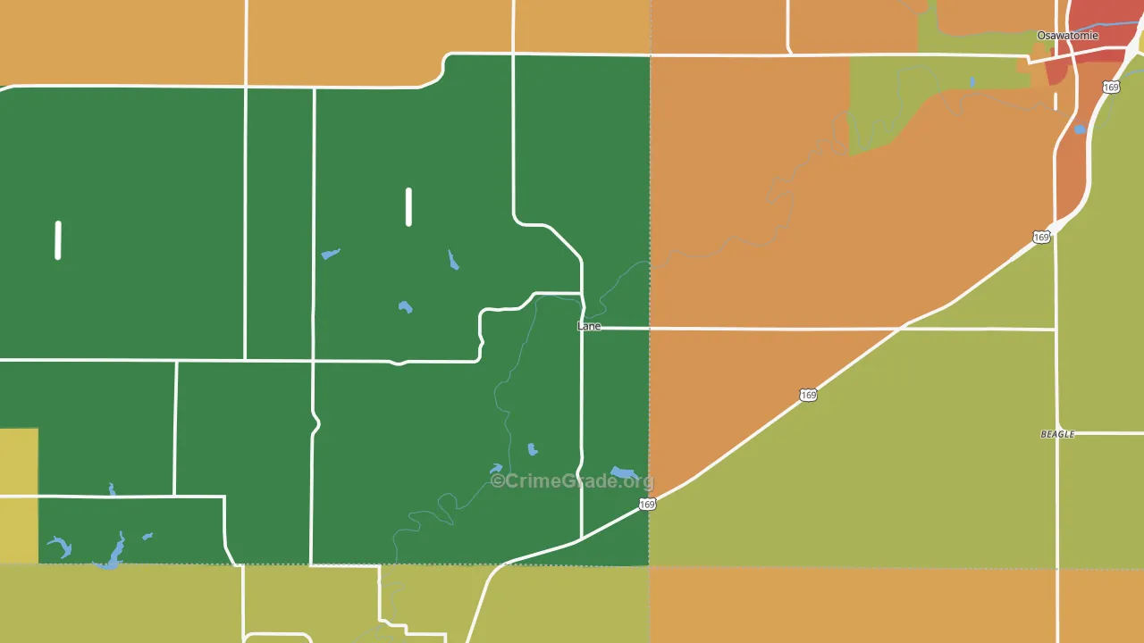 Lane, KS Map of Murder Rates