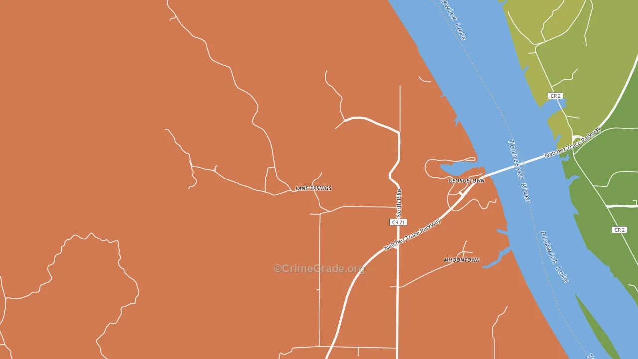 Lane Springs, AL Map of Murder Rates