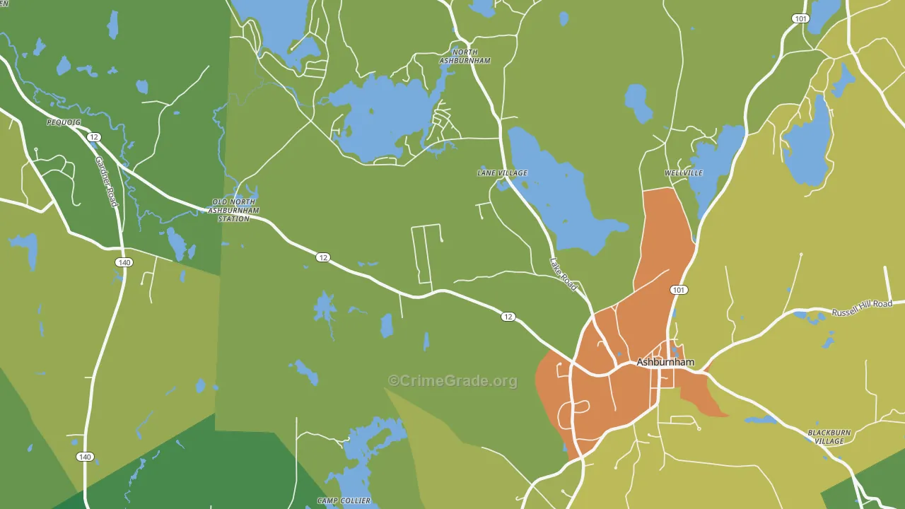 Lane Village, MA Map of Murder Rates