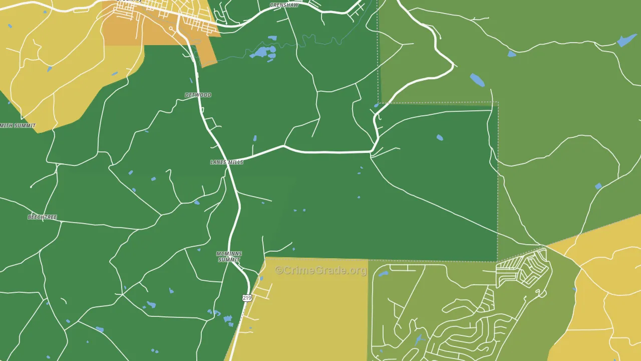 Lanes Mills, PA Map of Murder Rates