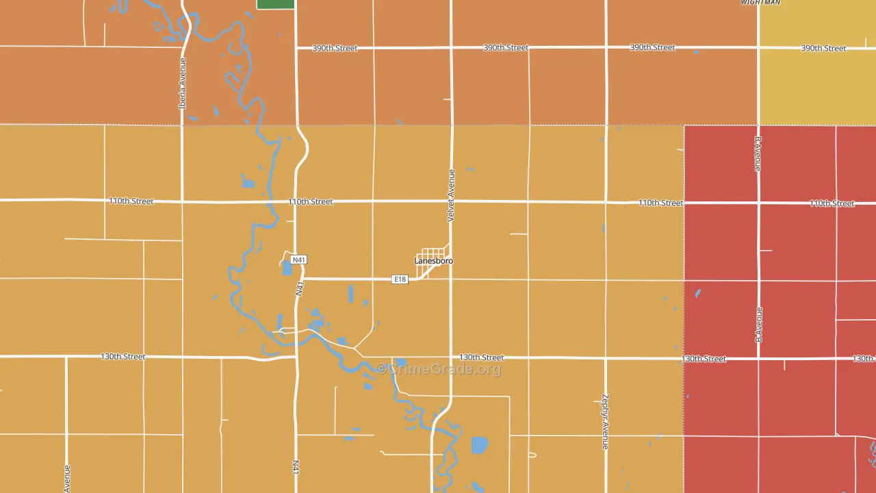 Lanesboro, IA Map of Murder Rates