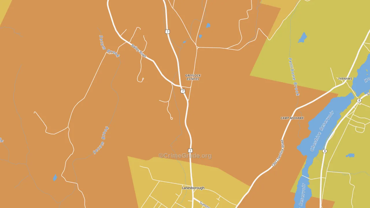 Lanesborough, MA Map of Murder Rates