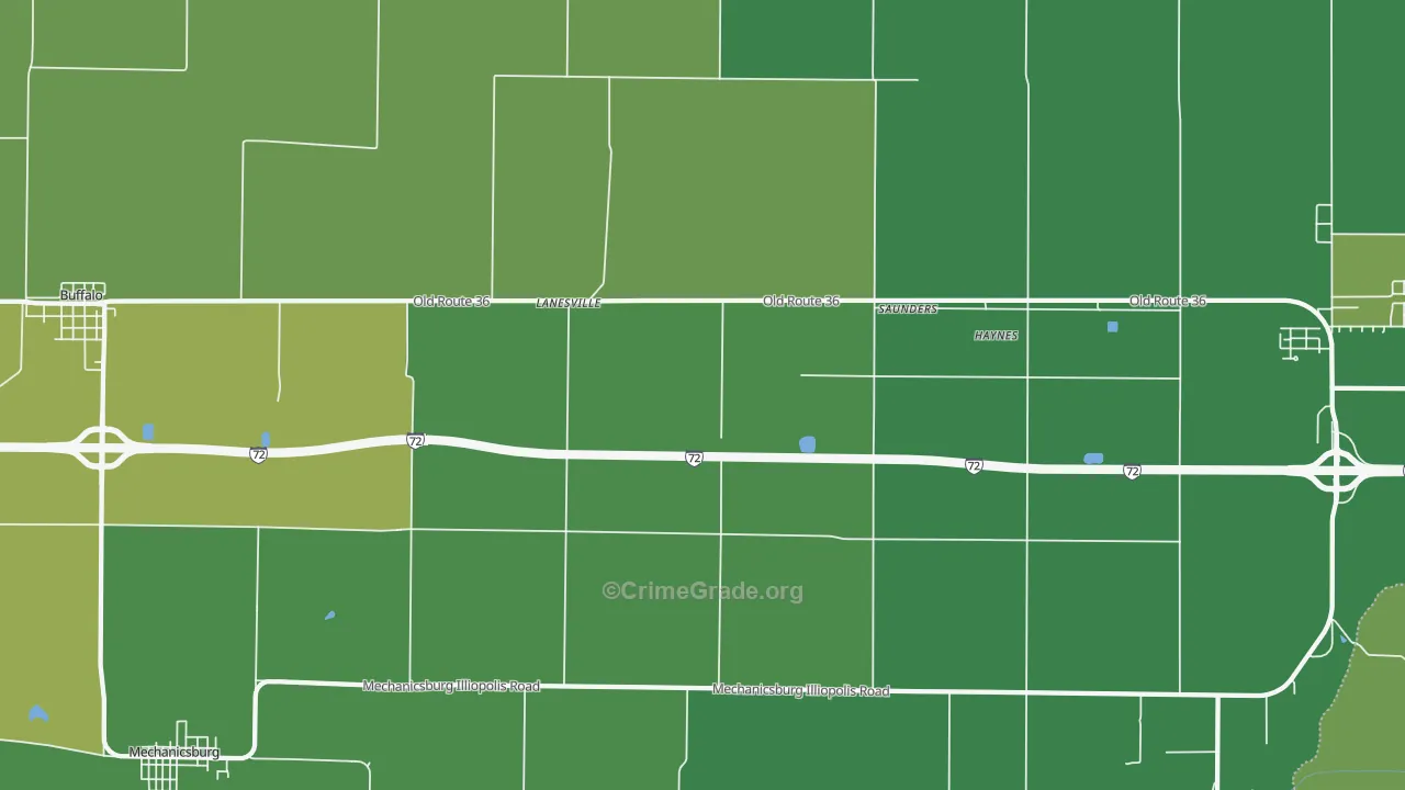 Lanesville, IL Map of Murder Rates