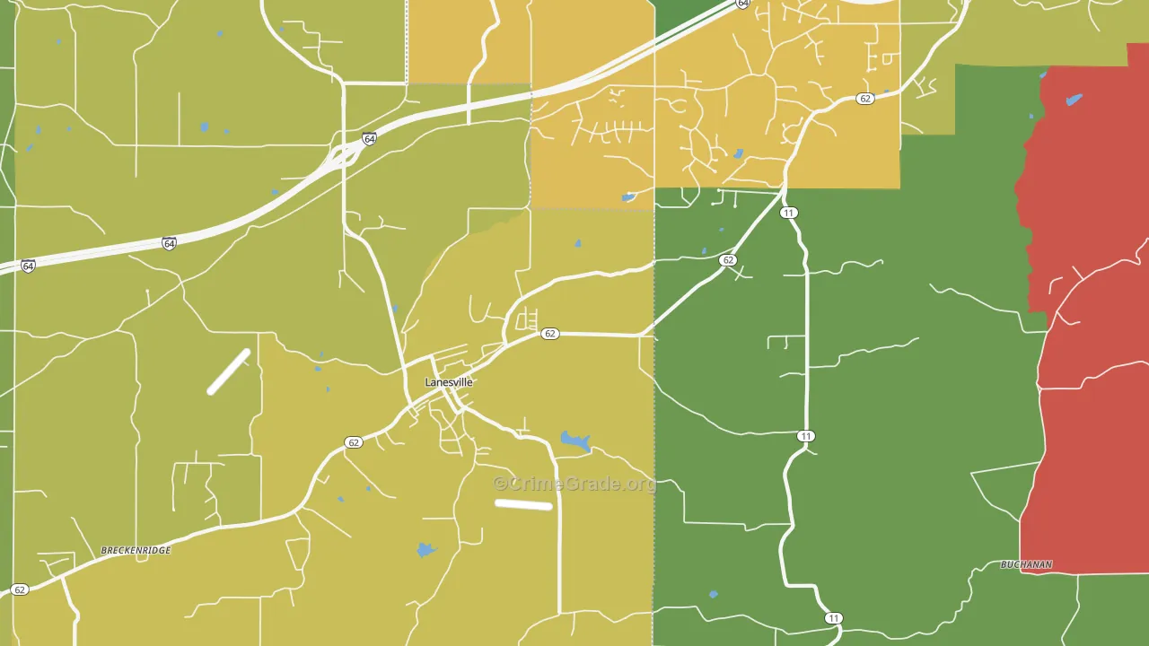 Lanesville, IN Map of Murder Rates