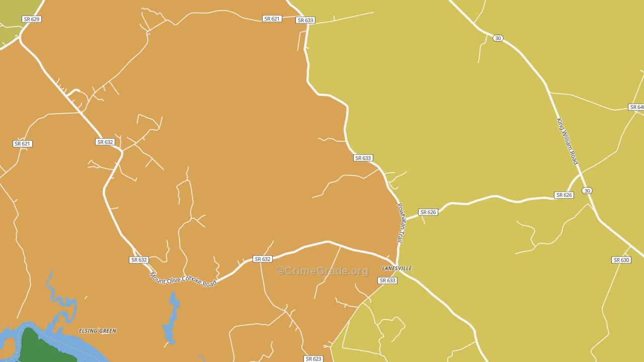 Lanesville, VA Map of Murder Rates