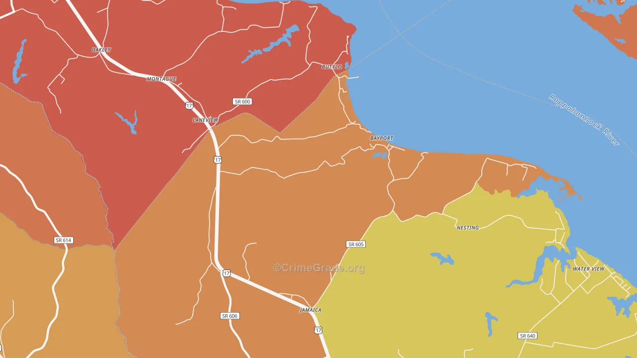 Laneview, VA Map of Murder Rates