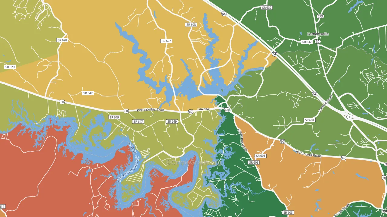 Lanexa, VA Map of Murder Rates