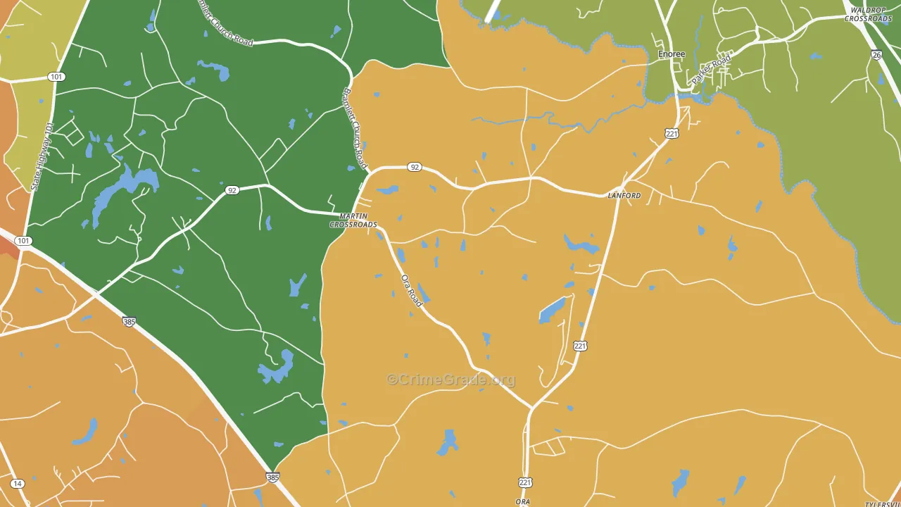Lanford, SC Map of Murder Rates