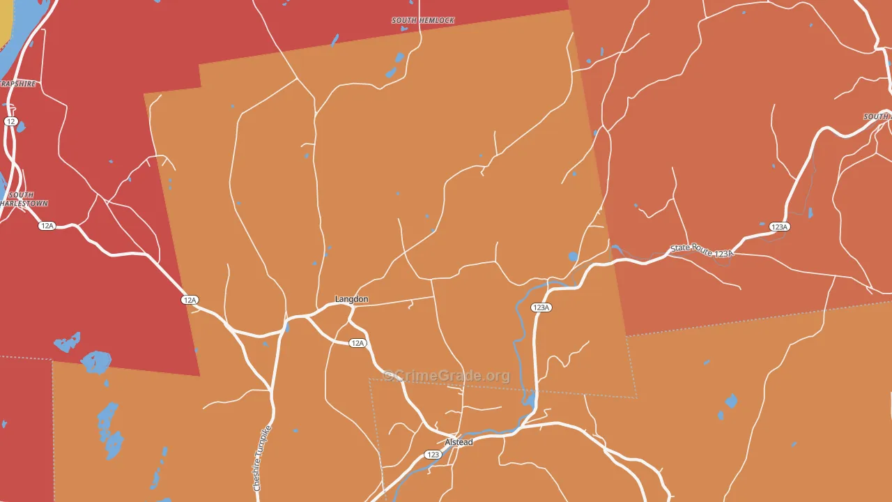 Langdon, NH Map of Murder Rates