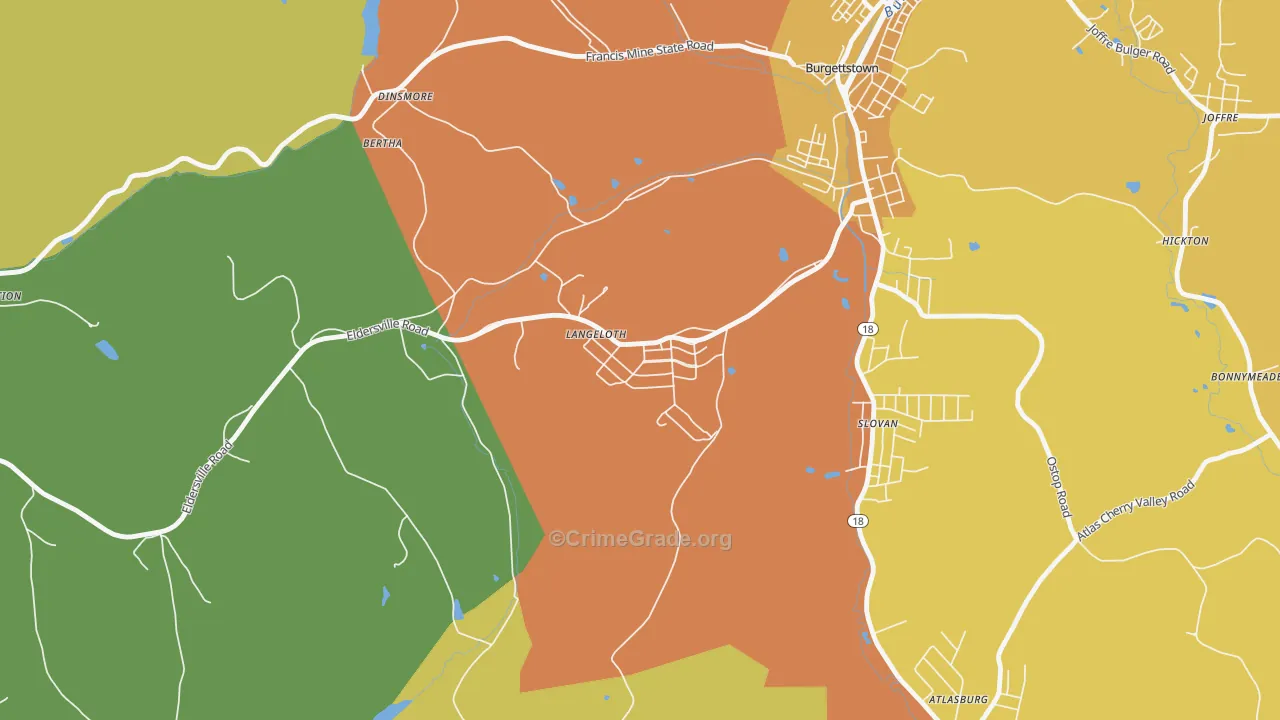 Langeloth, PA Map of Murder Rates
