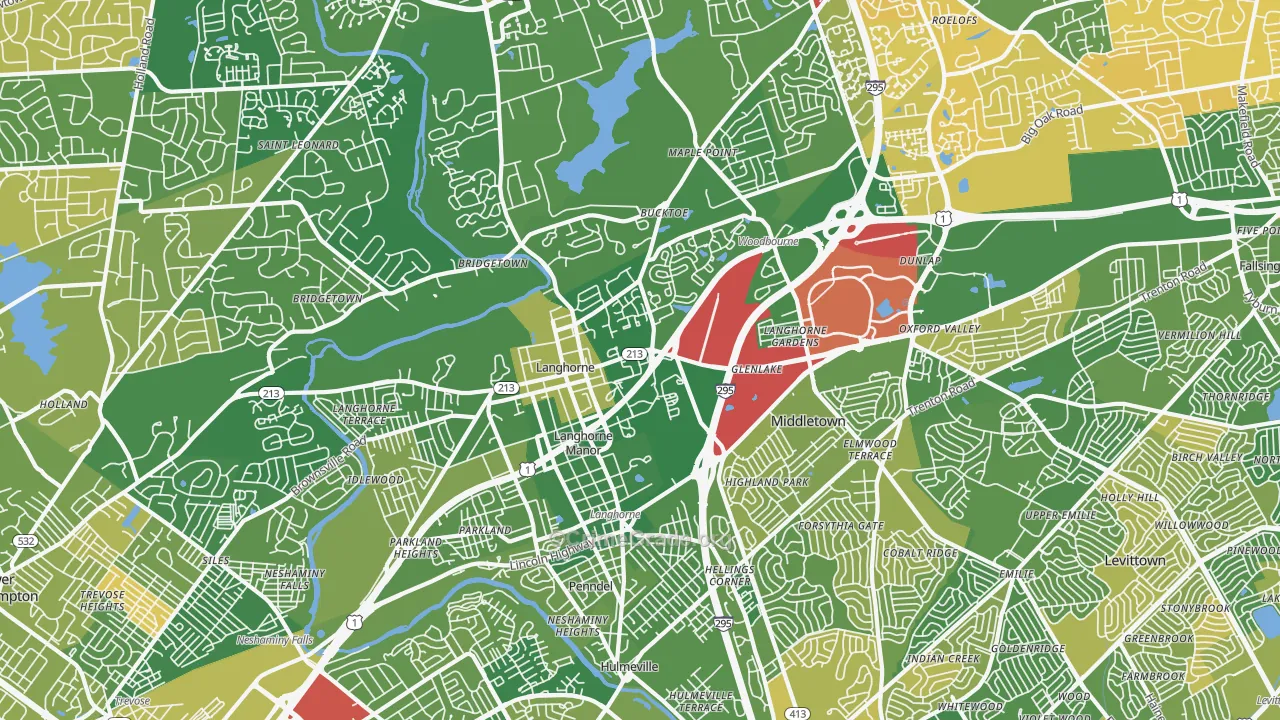 Langhorne, PA Map of Murder Rates