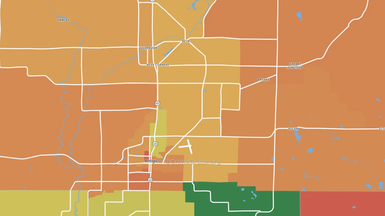 Langlade County, WI Map of Murder Rates