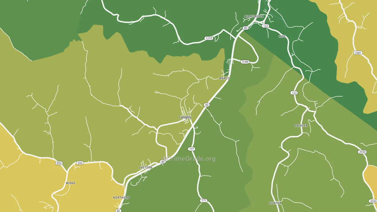 Langley, KY Map of Murder Rates
