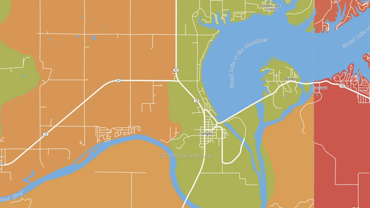 Langley, OK Map of Murder Rates