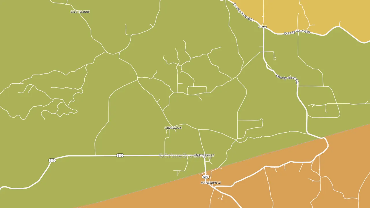 Langsdale, MS Map of Murder Rates