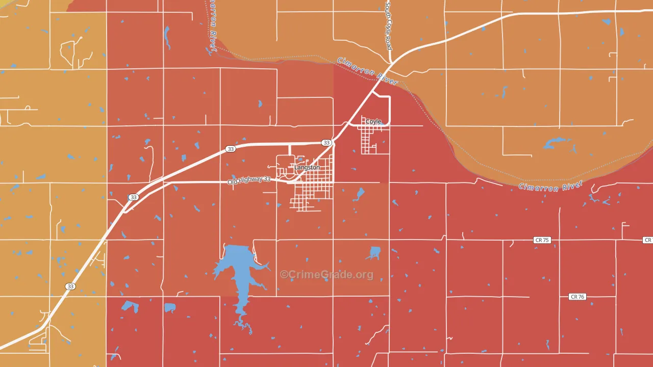 Langston, OK Map of Murder Rates