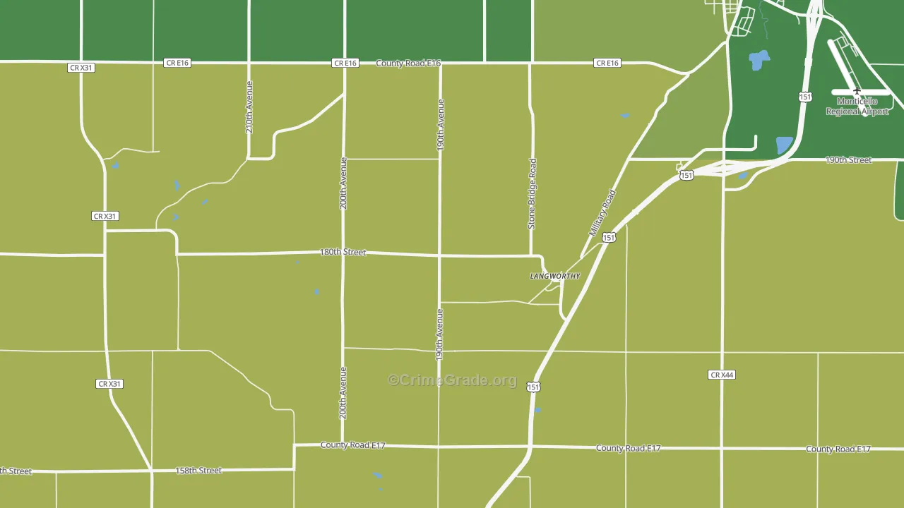 Langworthy, IA Map of Murder Rates