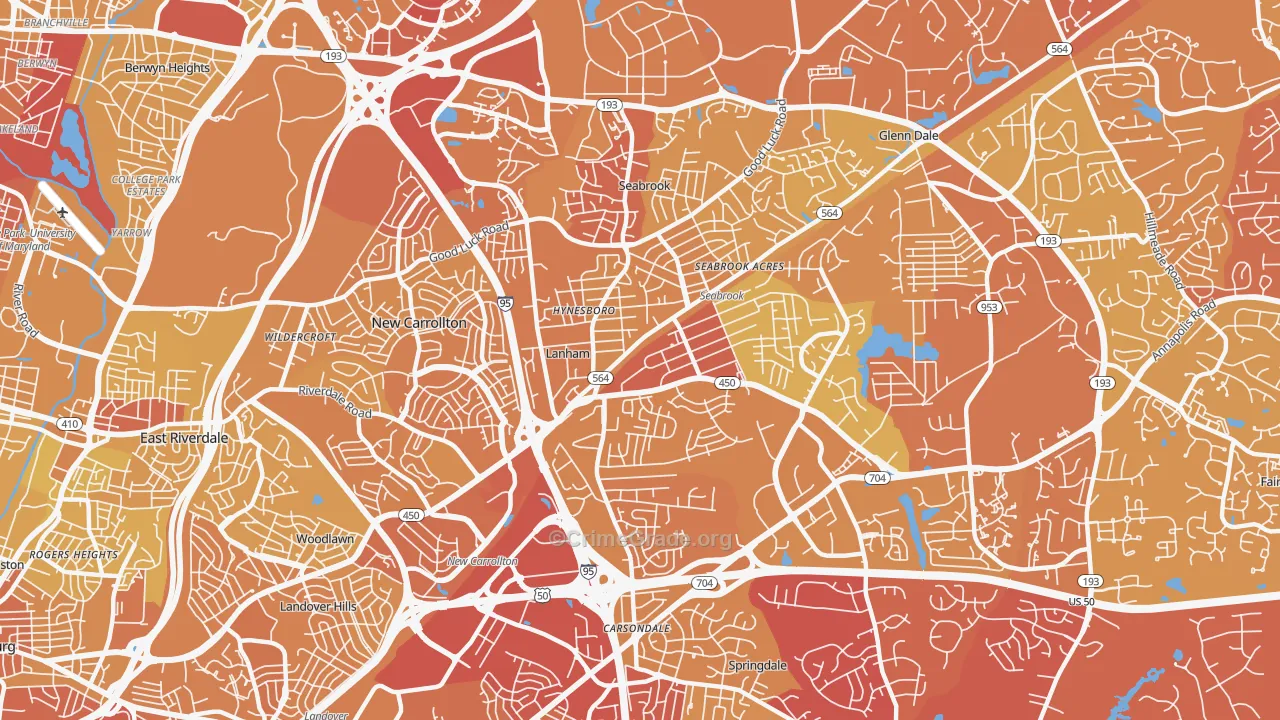 Lanham, MD Map of Murder Rates