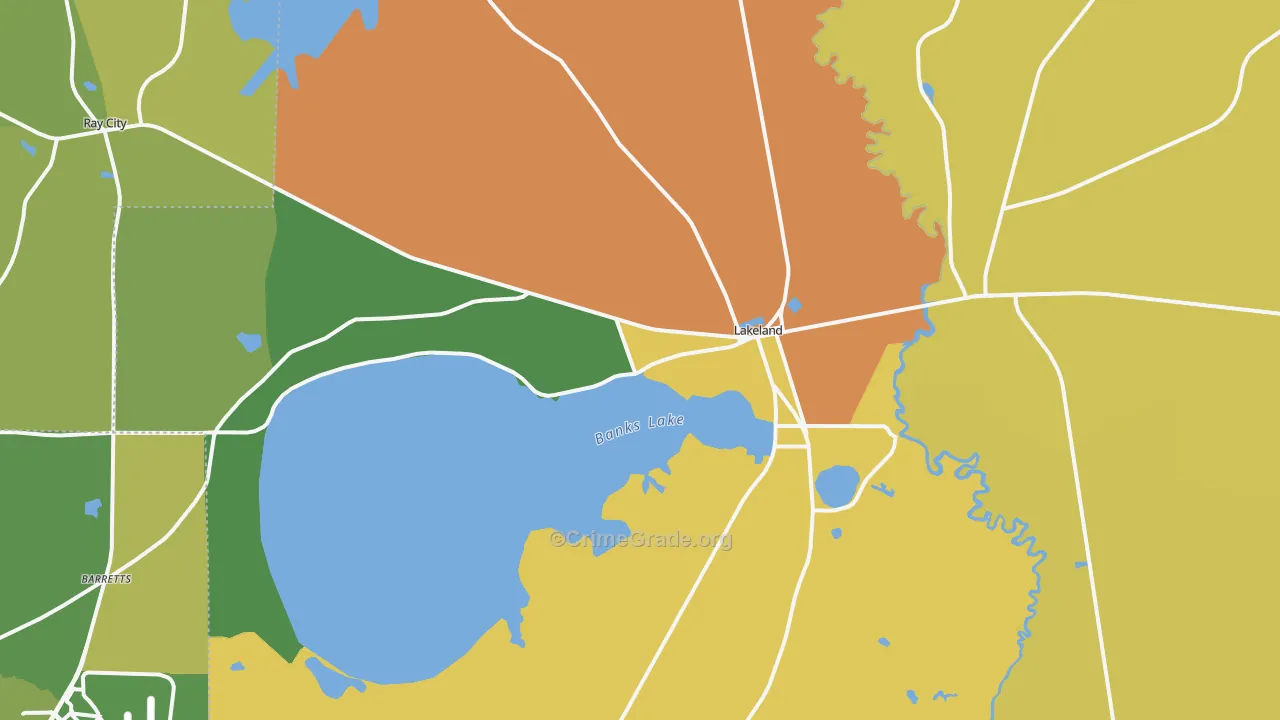 Lanier County, GA Map of Murder Rates