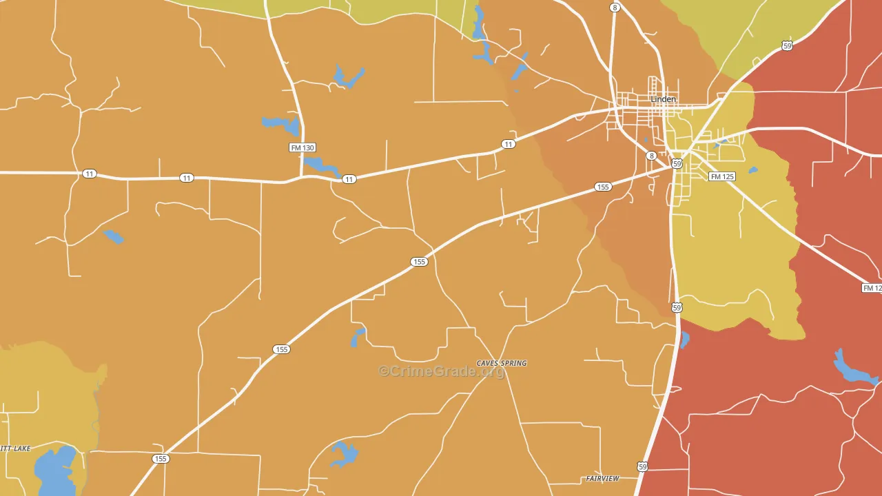 Lanier, TX Map of Murder Rates
