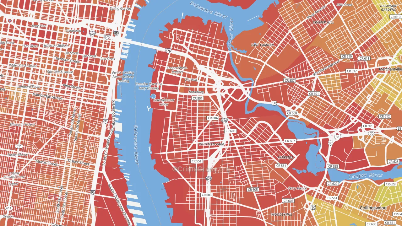 Lanning Square, Camden, NJ Map of Murder Rates