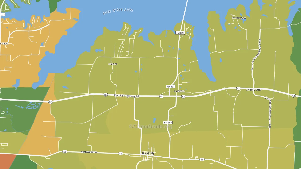 Lannius, TX Map of Murder Rates