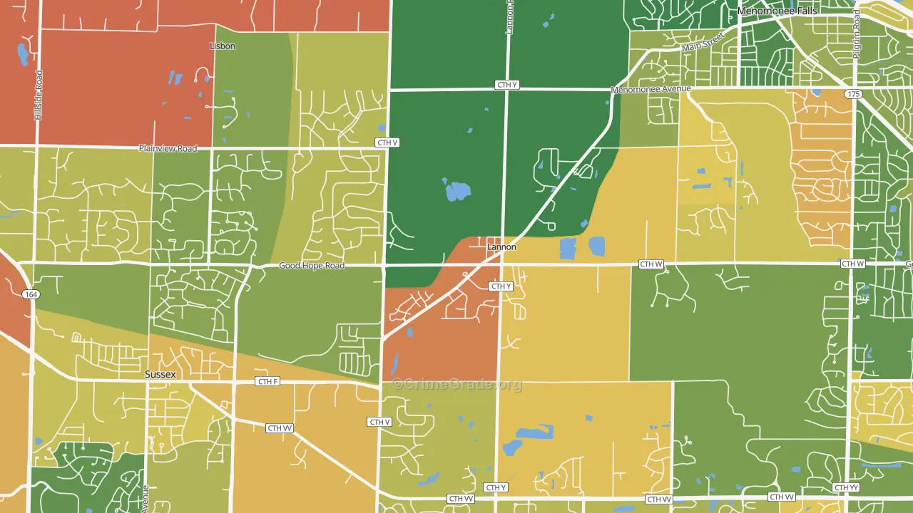 Lannon, WI Map of Murder Rates
