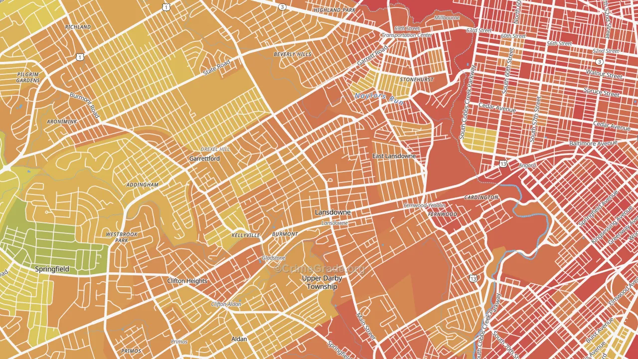 Lansdowne, PA Map of Murder Rates