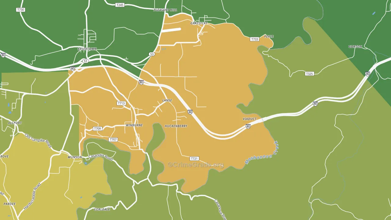 Lanse, PA Map of Murder Rates