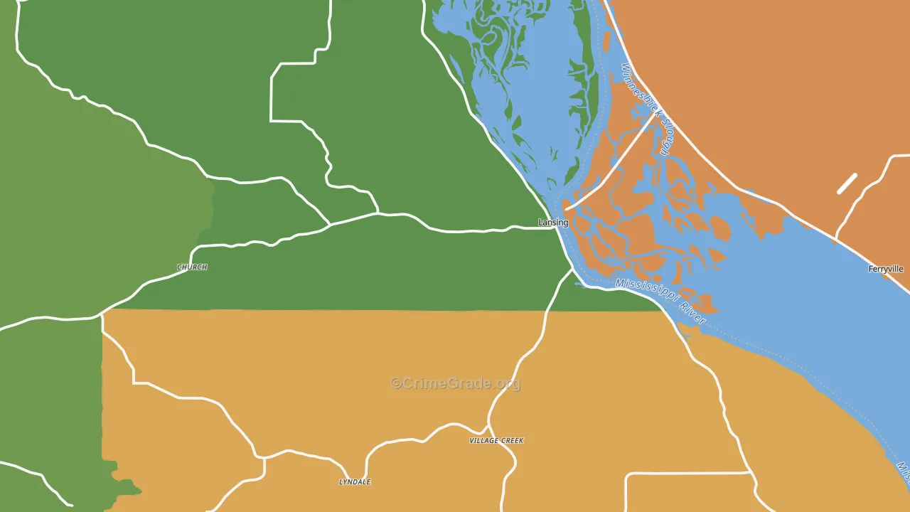 Lansing, IA Map of Murder Rates