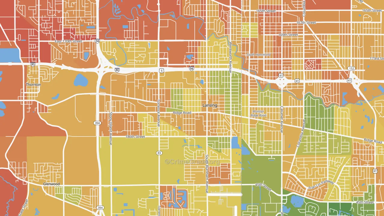 Lansing, IL Map of Murder Rates
