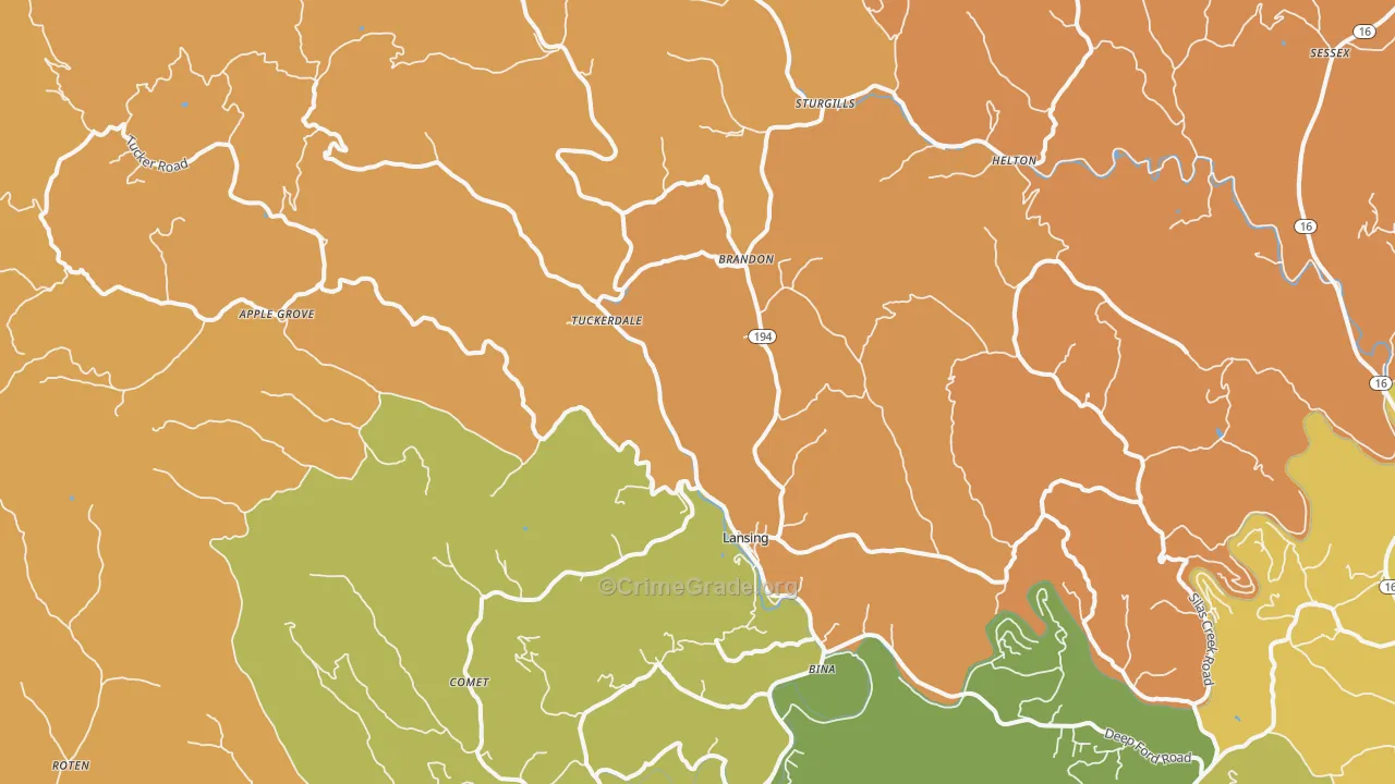 Lansing, NC Map of Murder Rates