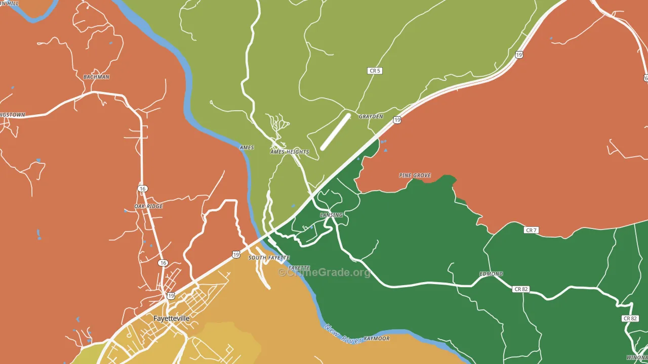 Lansing, WV Map of Murder Rates
