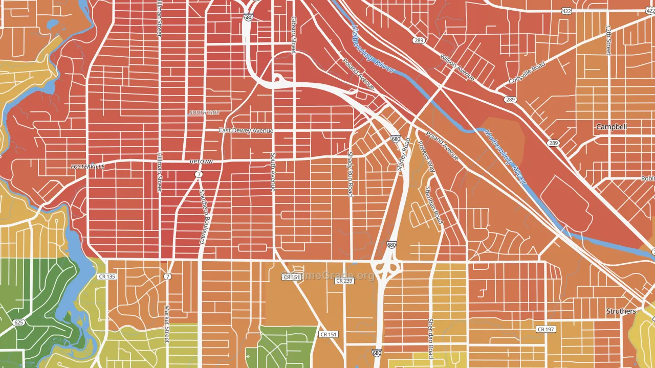 Lansingville, Youngstown, OH Map of Murder Rates