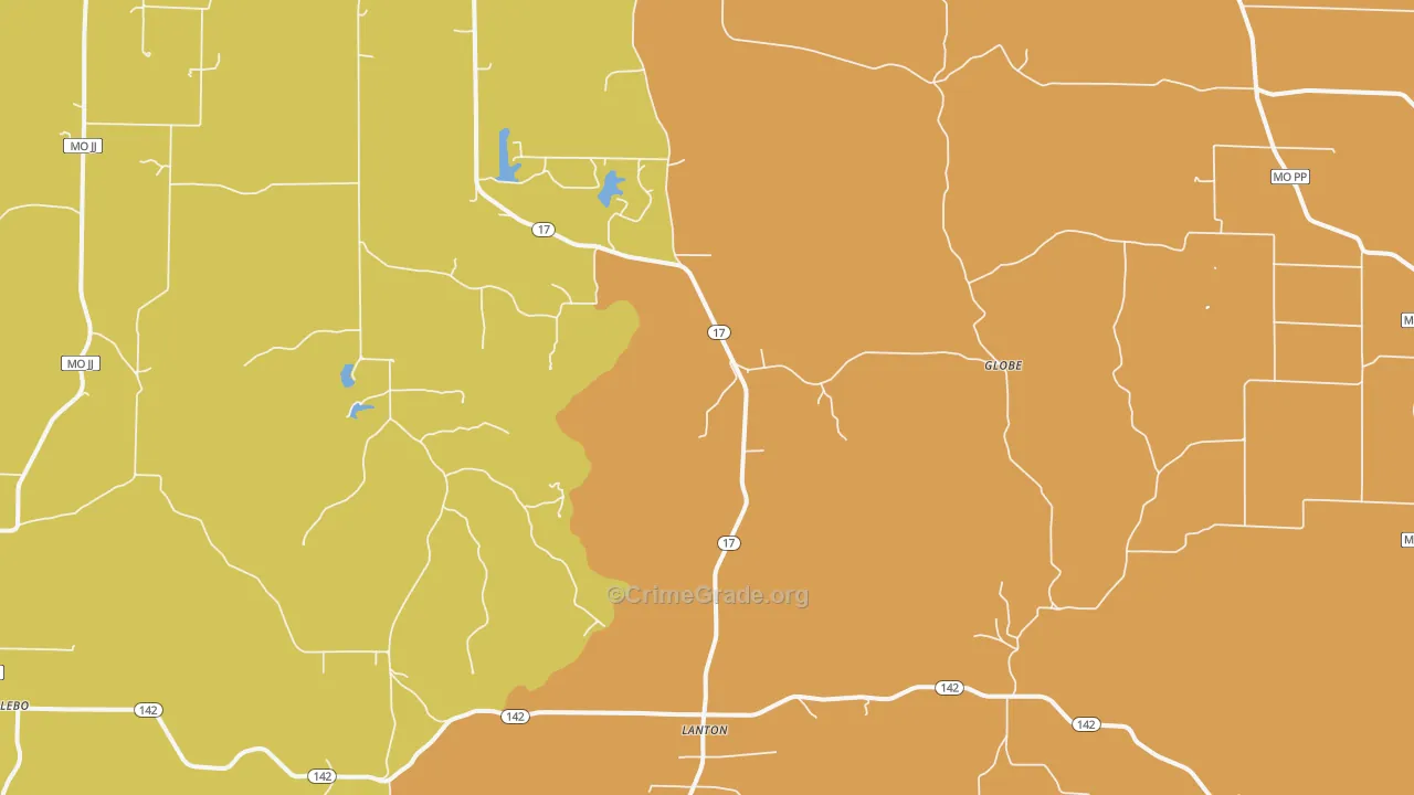 Lanton, MO Map of Murder Rates