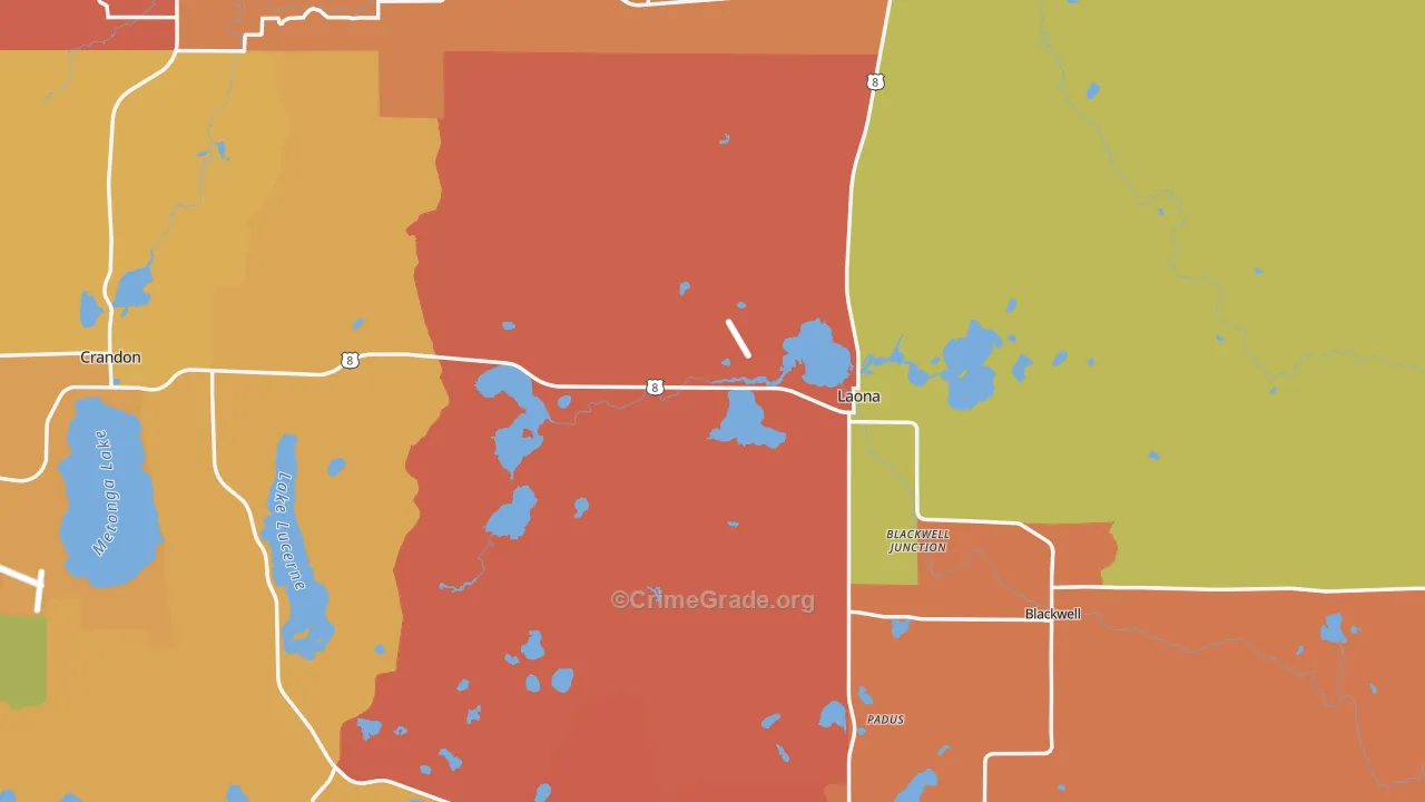 Laona, WI Map of Murder Rates