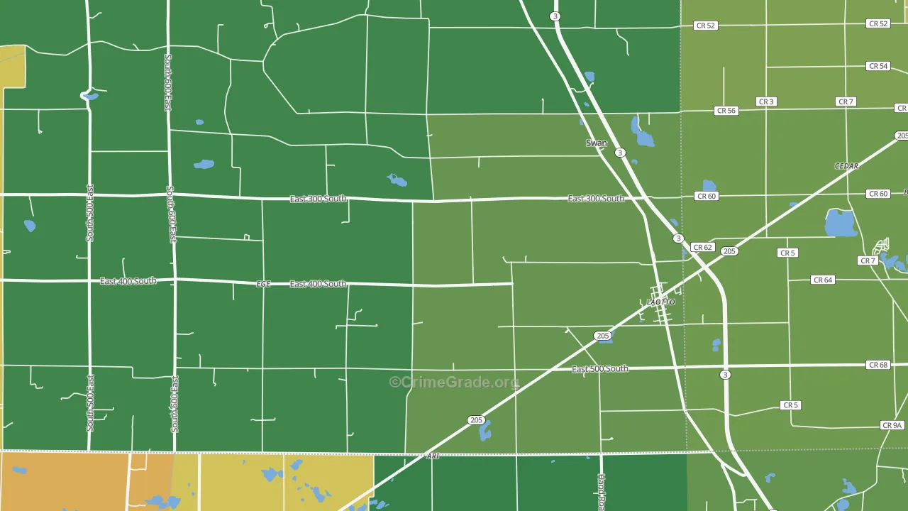 Laotto, IN Map of Murder Rates